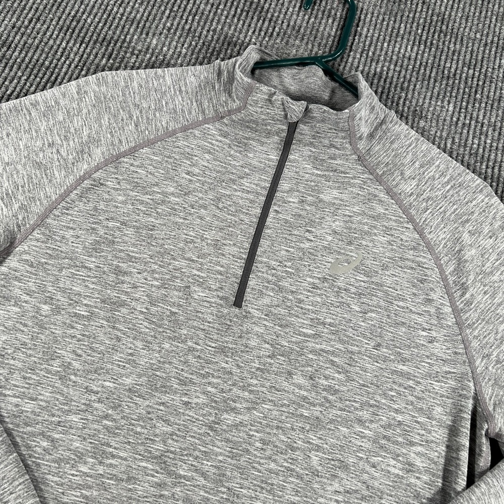 ASICS Pullover Shirt Mens Medium Gray Long Sleeve Performance Running 1/4 Zip